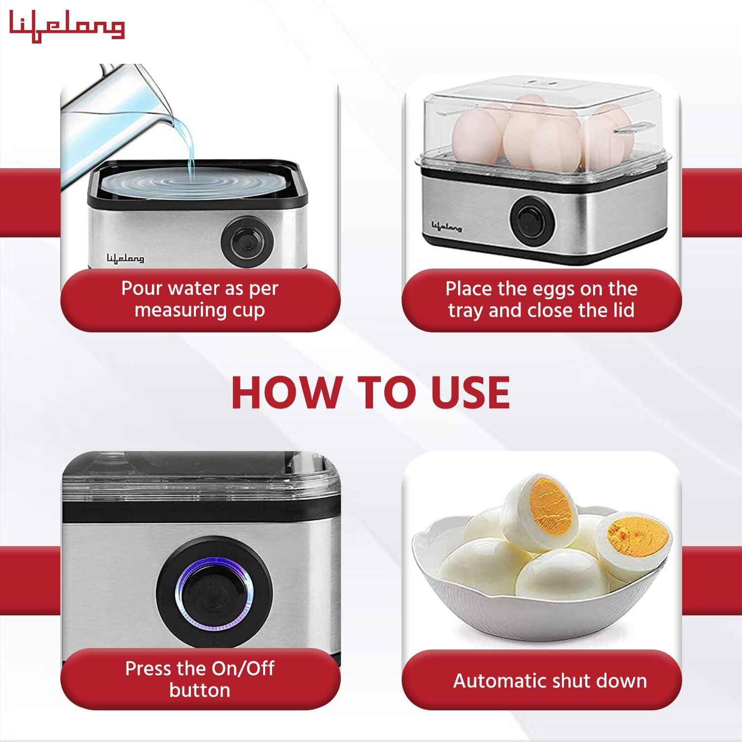Lifelong 2-in1 Egg Boiler and Poacher 500-Watt